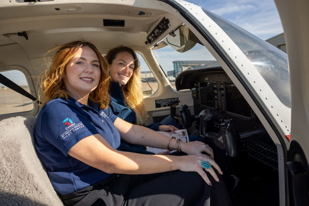 spartan flight academy cfi in plane with student