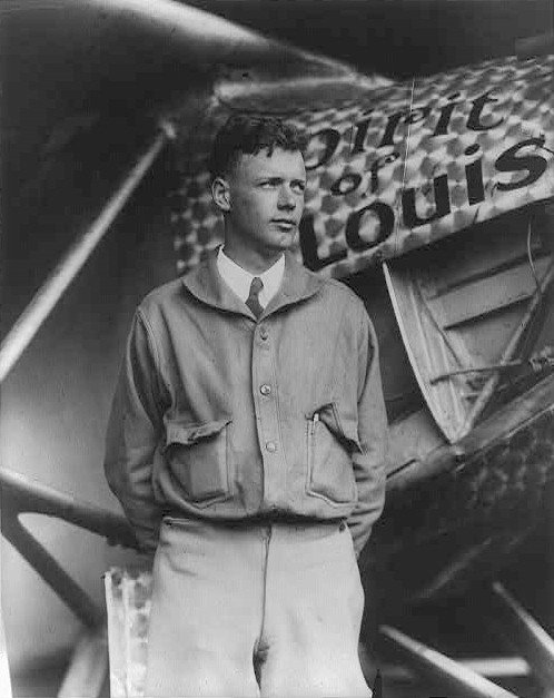 Charles Lindbergh with the Spirit of St Louis
