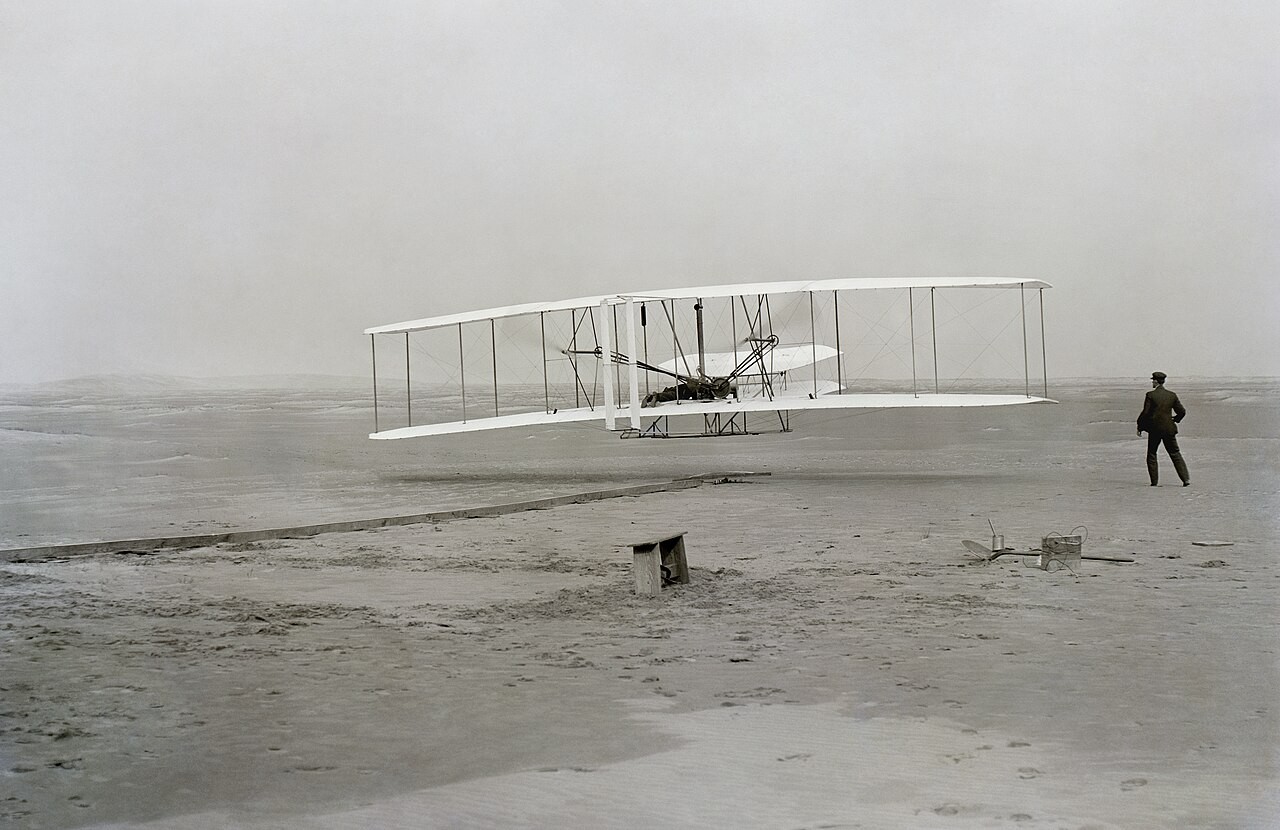 Orville Wright pilots the Wright Flyer
