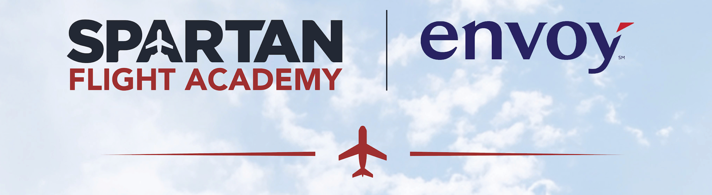 spartan flight and envoy logo with a sky background